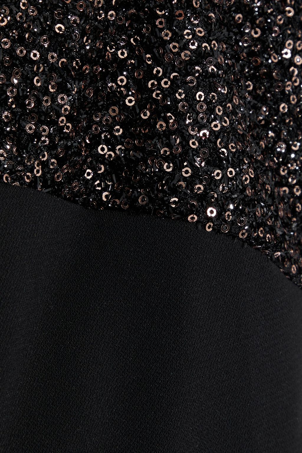 BADGLEY MISCHKA Off-the-shoulder embellished crepe gown