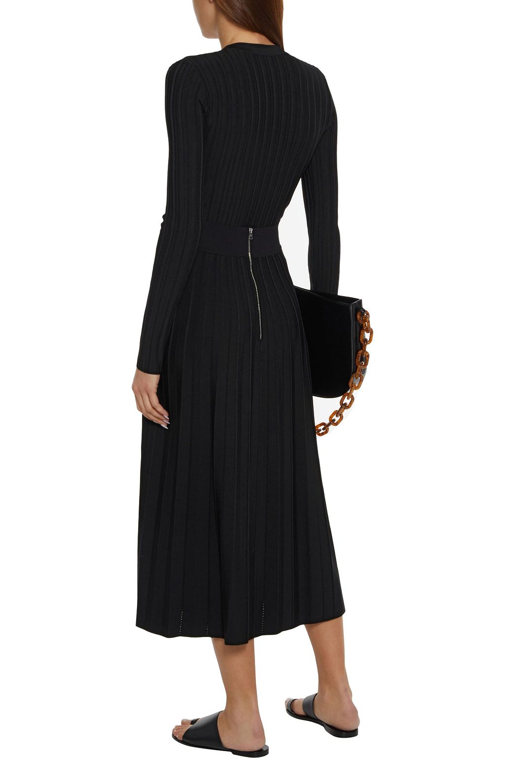 CASASOLA Ota pleated pointelle-knit midi skirt