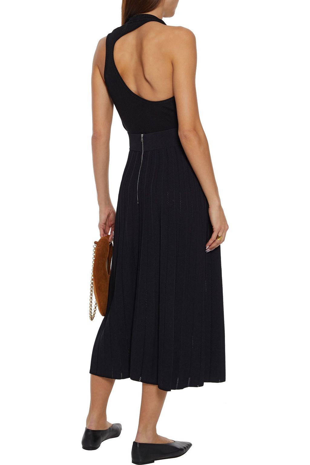 CASASOLA Otonella pleated pointelle-knit midi skirt