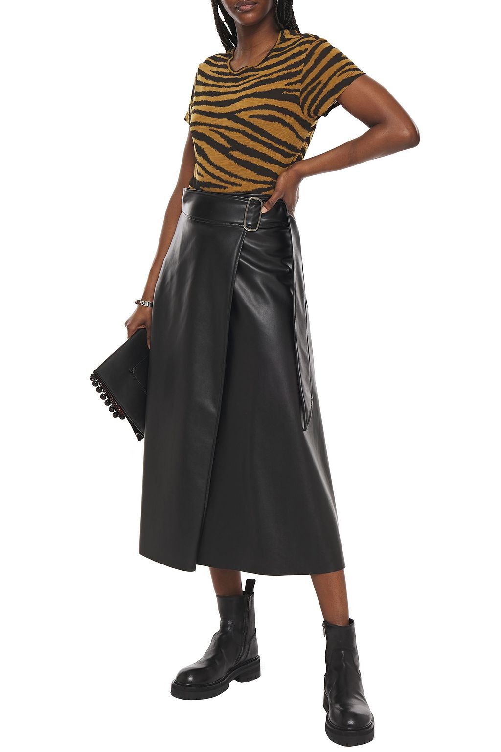 PROENZA SCHOULER Tie-back cutout printed slub cotton-jersey T-shirt