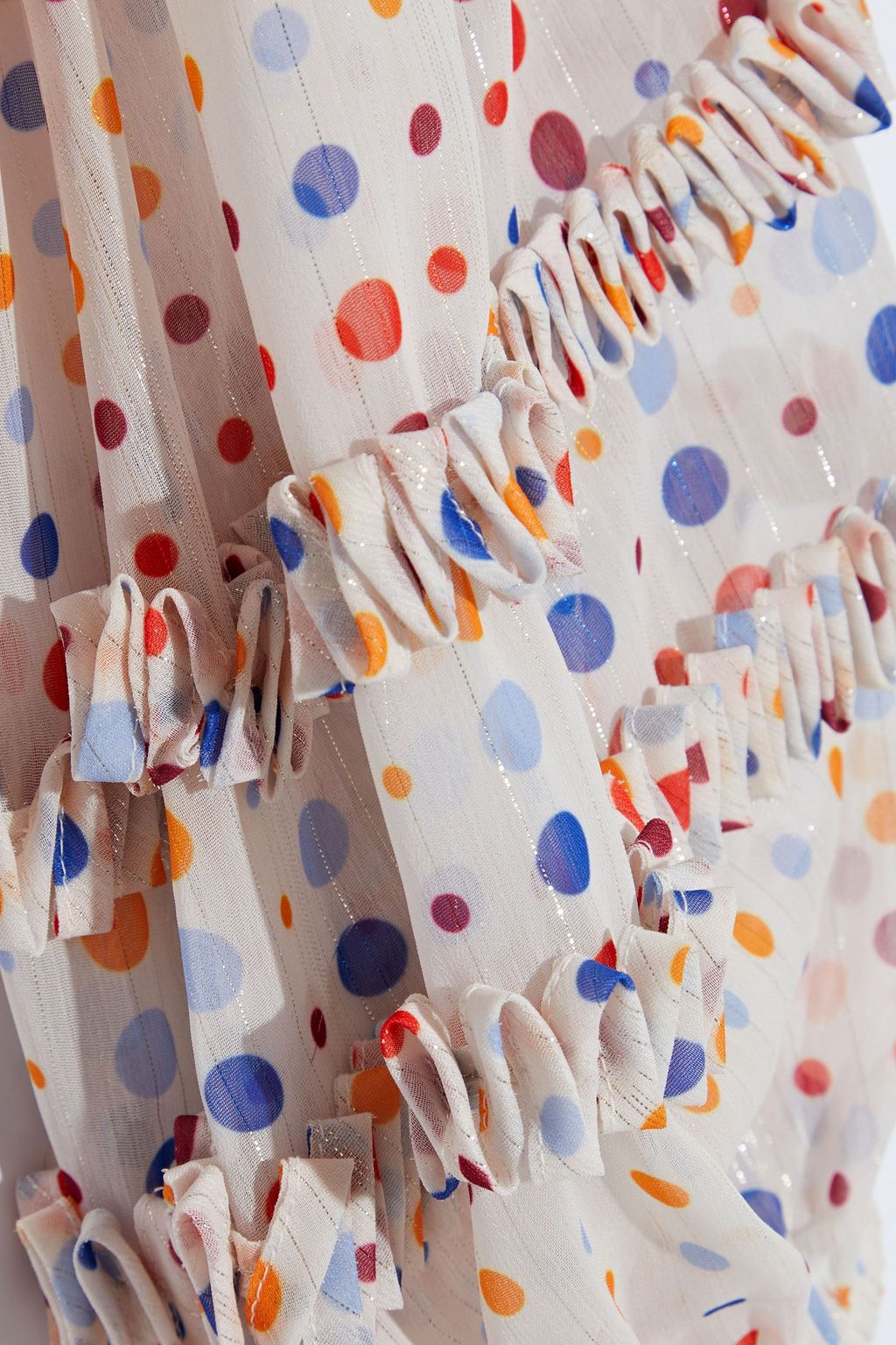 SACHIN & BABI Emma asymmetric belted polka-dot metallic chiffon dress