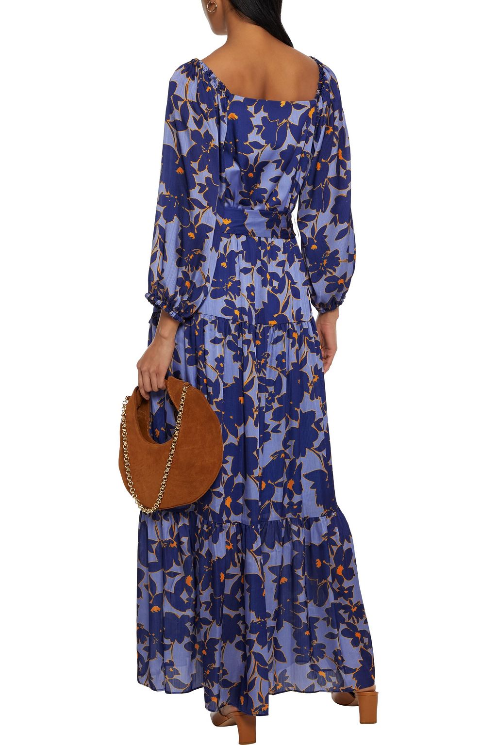 SACHIN & BABI Maci belted floral-print satin maxi dress