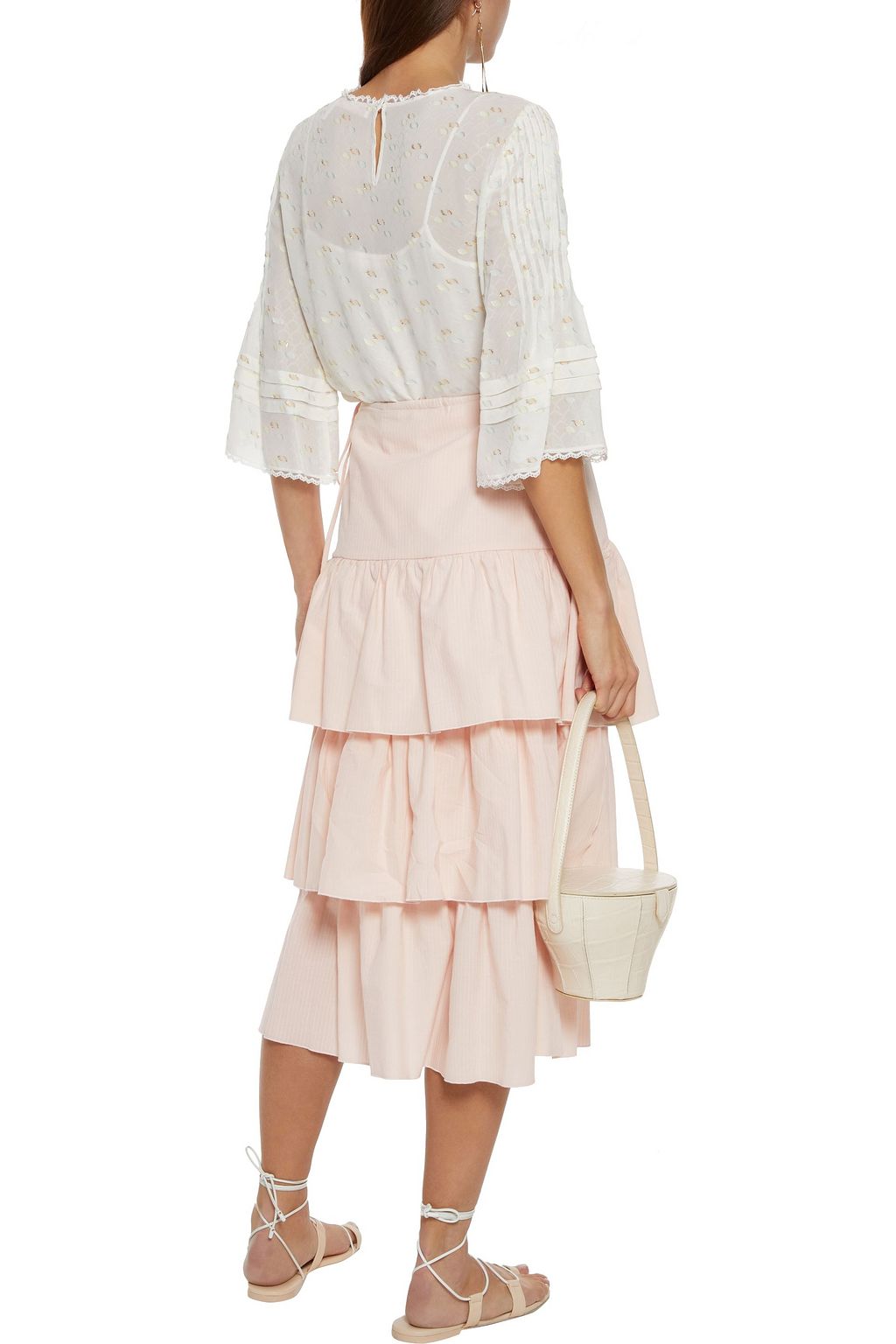 SEE BY CHLOÉ Tiered cotton-jacquard midi skirt