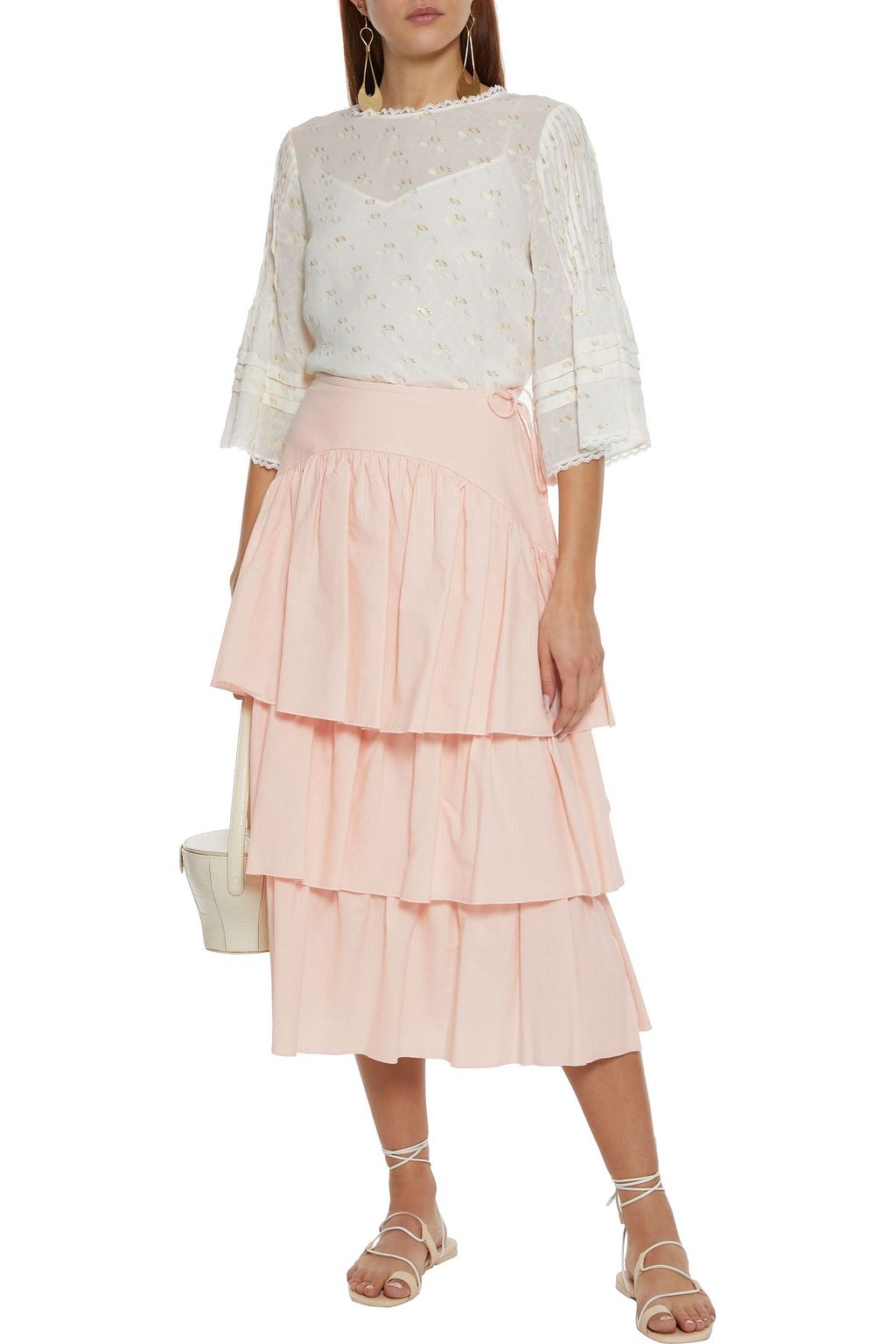 SEE BY CHLOÉ Tiered cotton-jacquard midi skirt