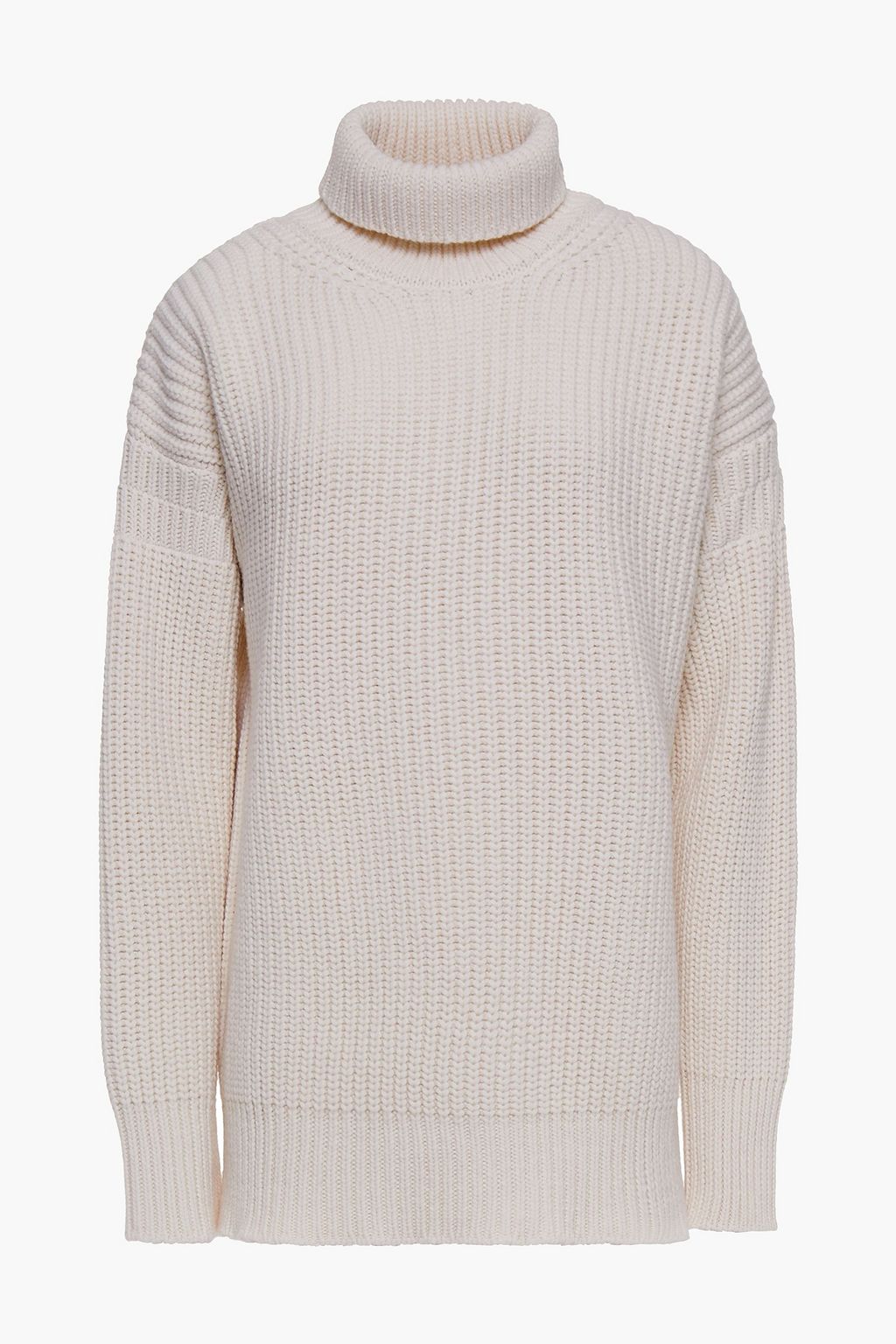 Ecru Ribbed wool turtleneck sweater 