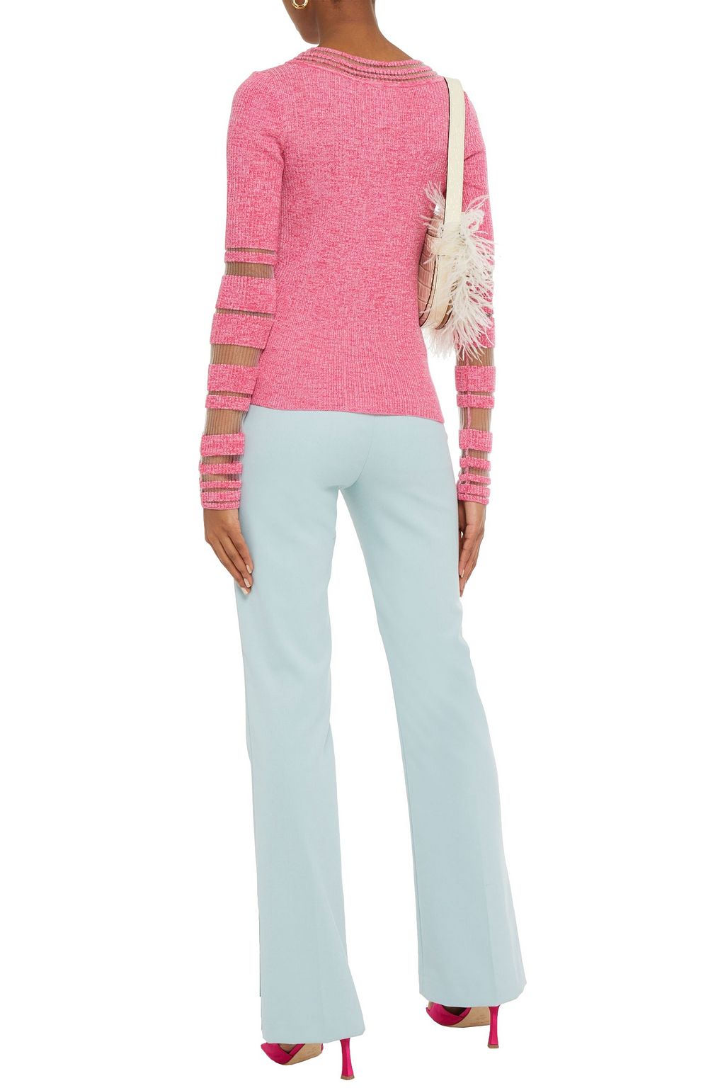 PUCCI Burnout-effect mélange ribbed wool-blend sweater