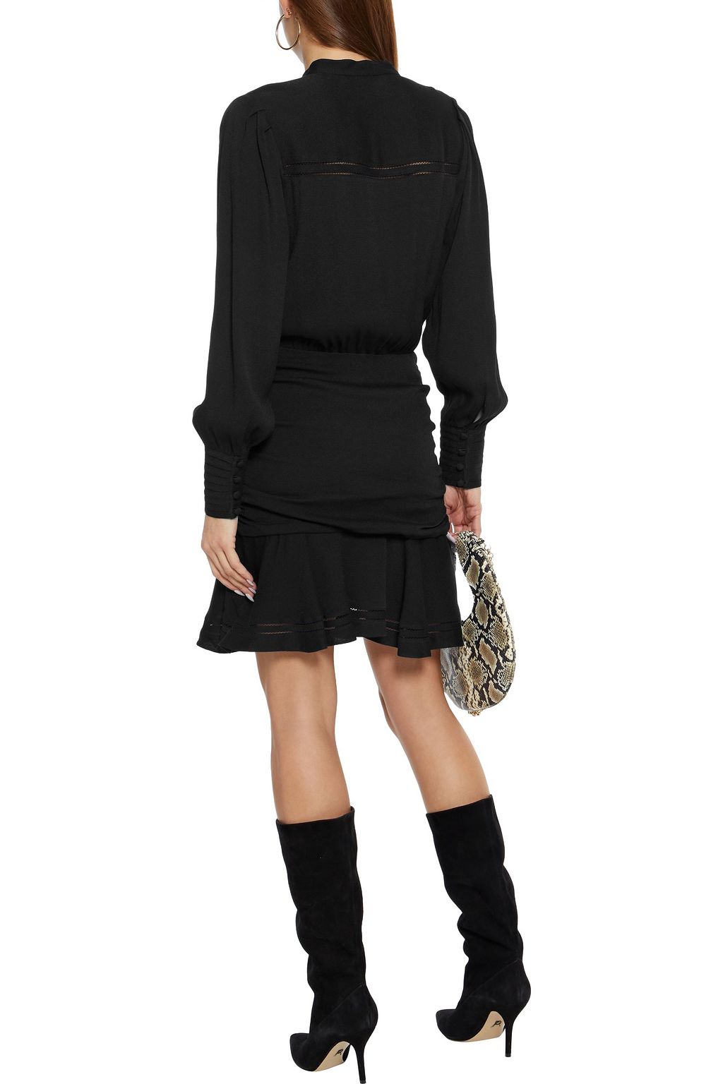 VERONICA BEARD Jasper lattice-trimmed gathered crepe mini dress