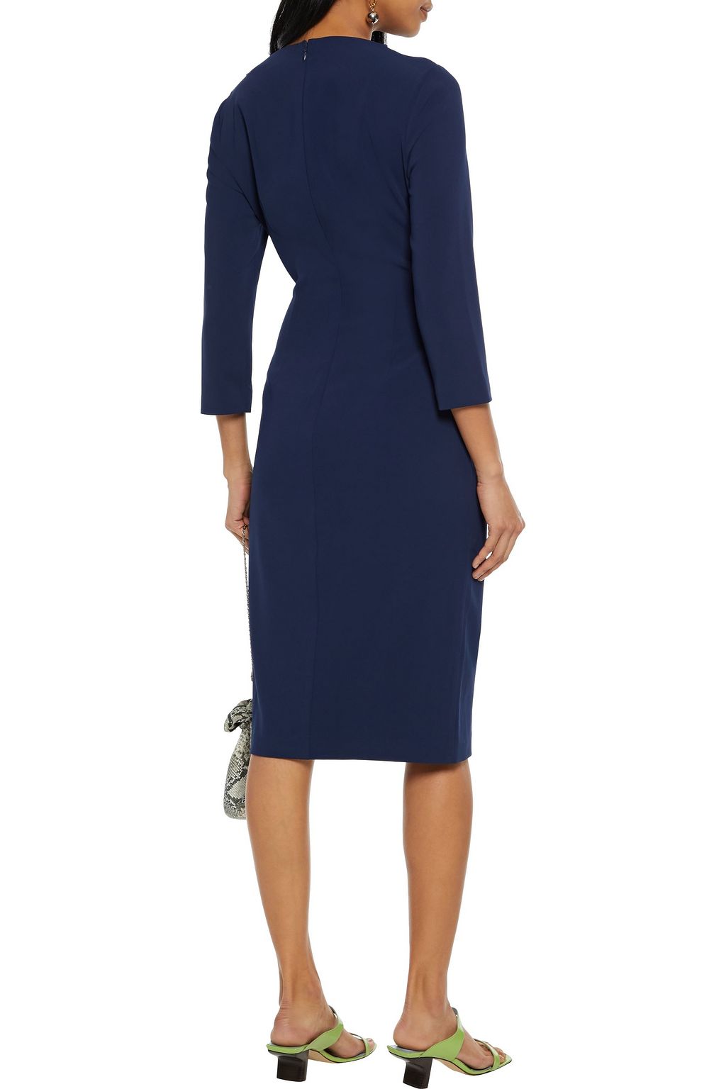 BADGLEY MISCHKA Button-embellished stretch-crepe dress
