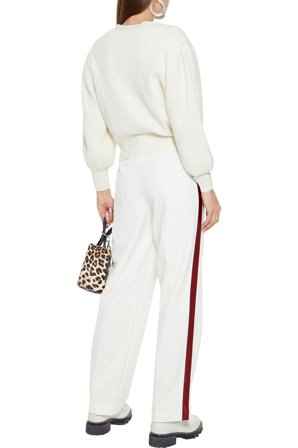 MAJE Satin-trimmed twill straight-leg pants