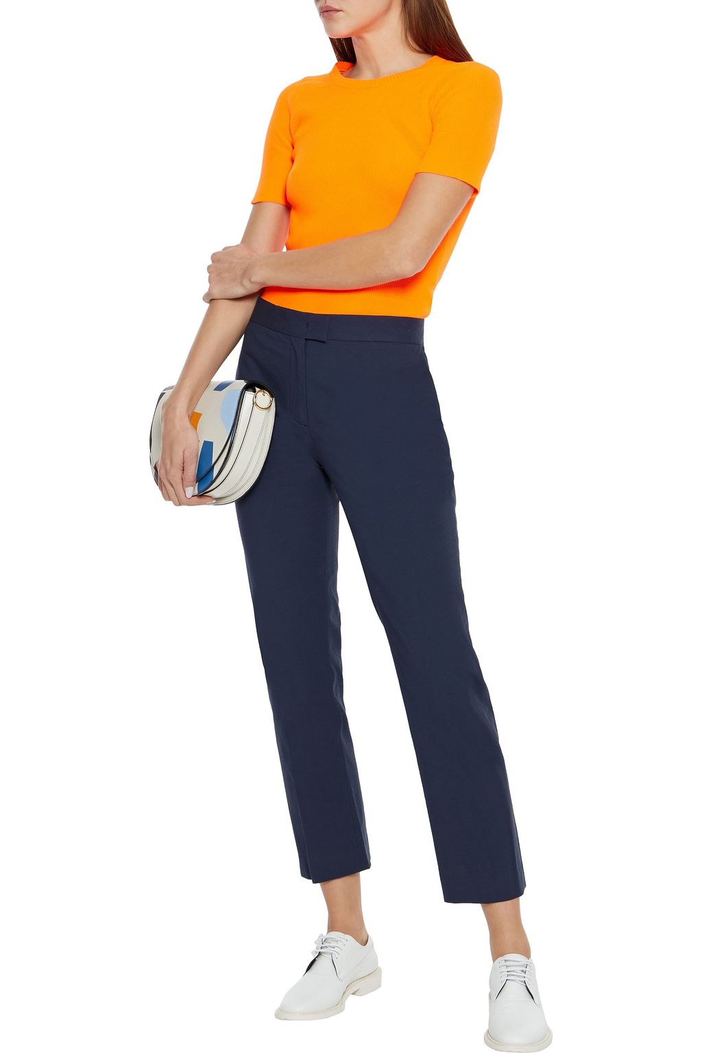 PS PAUL SMITH Cropped cotton-blend cloqué slim-leg pants