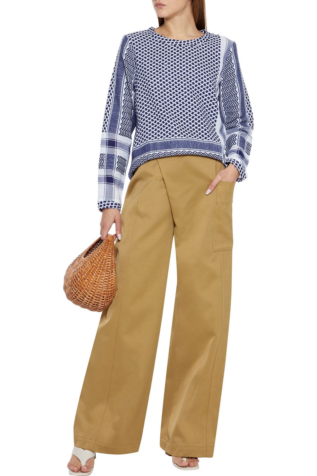 SUMMERY COPENHAGEN O cotton-jacquard top