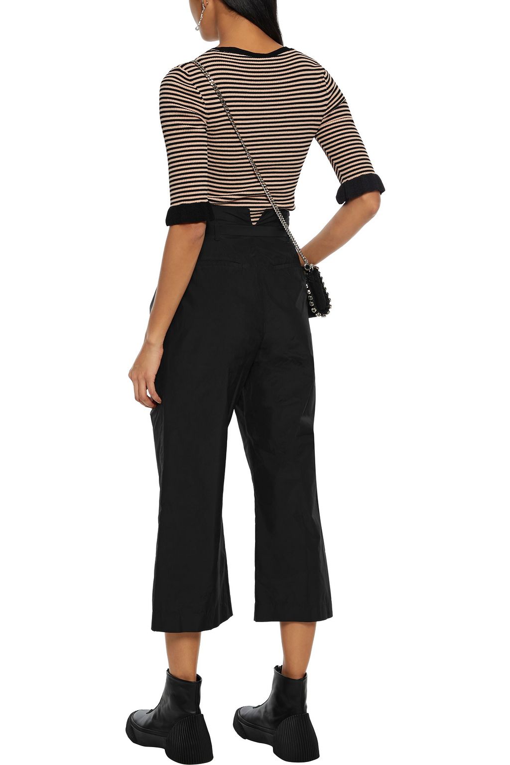 REDVALENTINO Cropped belted shell wide-leg pants