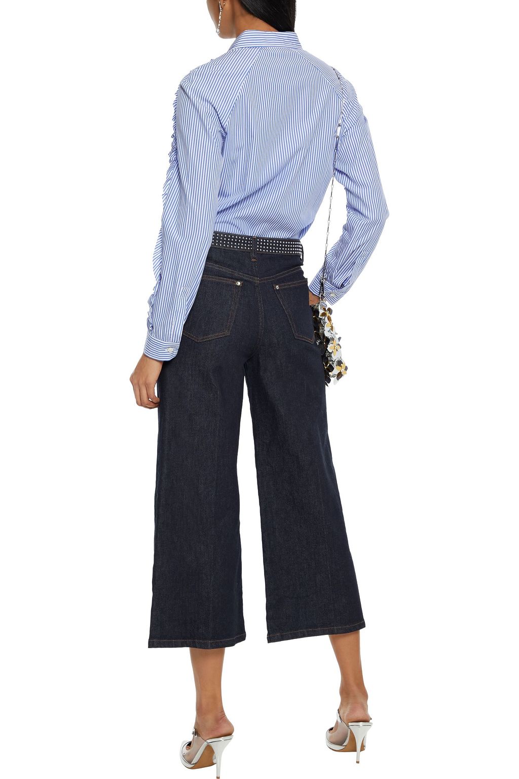 REDVALENTINO Cropped belted high-rise wide-leg jeans