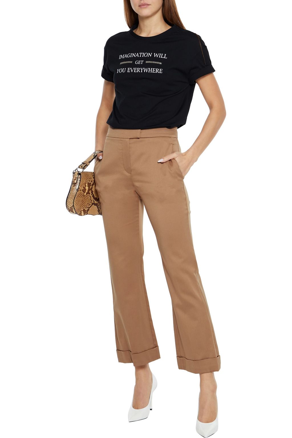 BRUNELLO CUCINELLI Cotton-blend sateen kick-flare pants