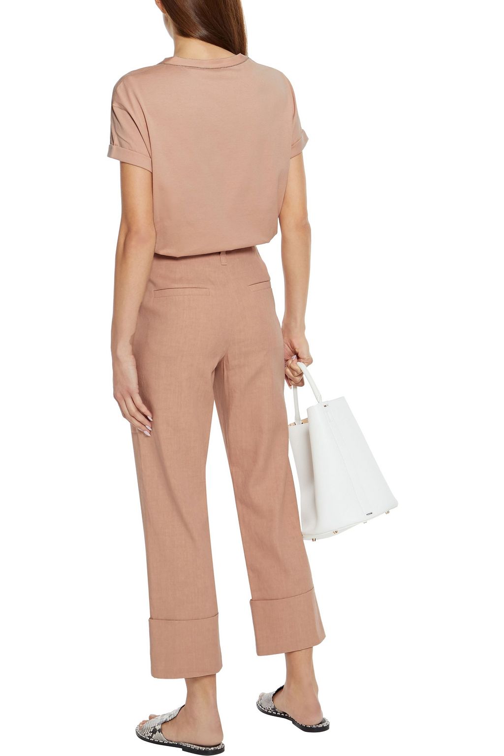 BRUNELLO CUCINELLI Cropped Hose mit geradem Bein aus Twill aus einer Leinenmischung