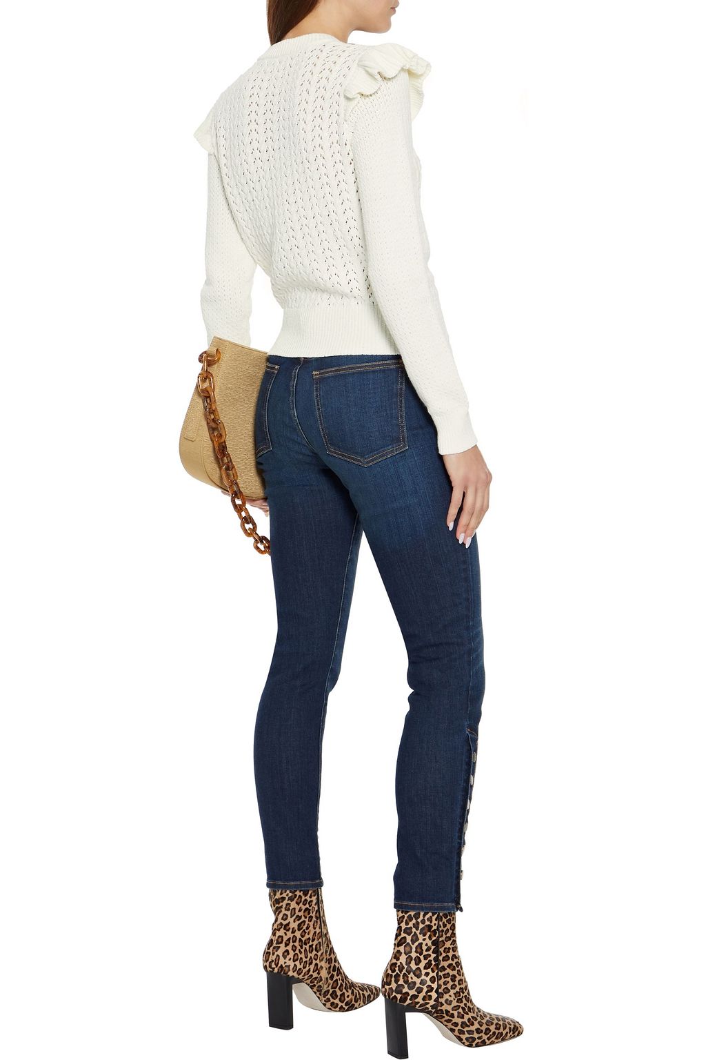 VERONICA BEARD Earl ruffled cable-knit cotton-blend sweater