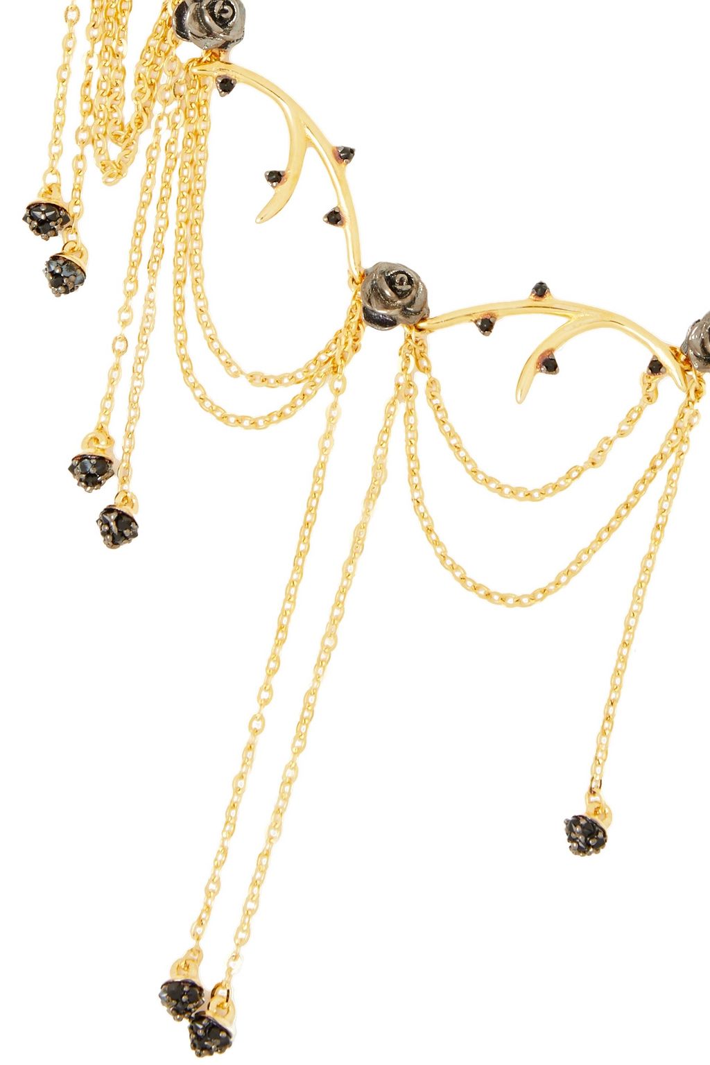 NOIR JEWELRY 14-karat gold-plated and gunmetal-tone earrings