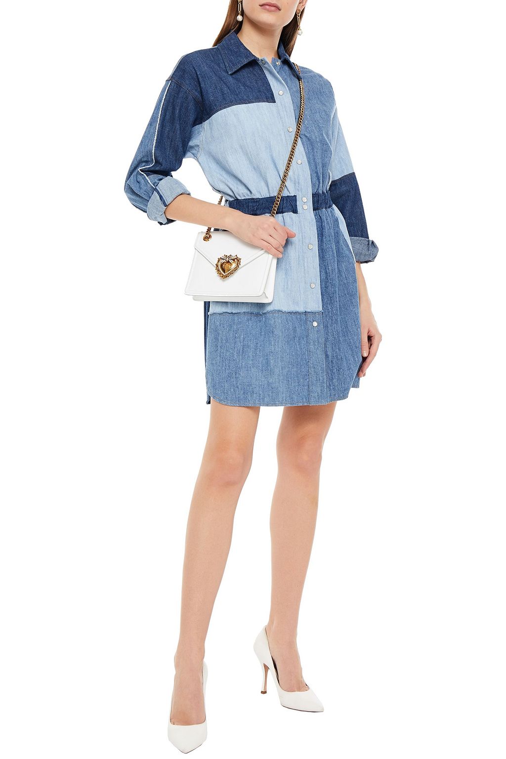 DOLCE&GABBANA Patchwork denim mini shirt dress