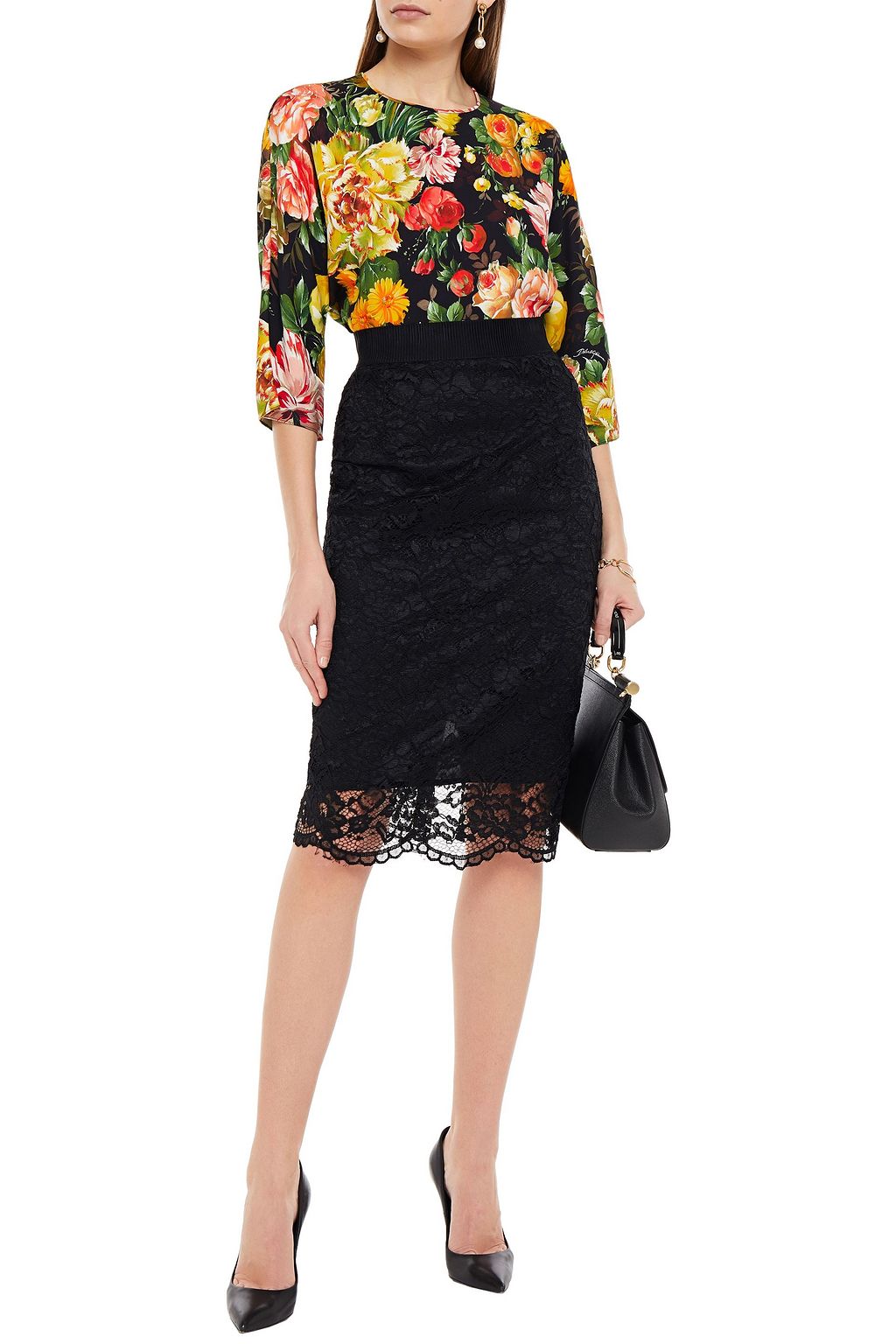DOLCE&GABBANA Floral-print crepe top