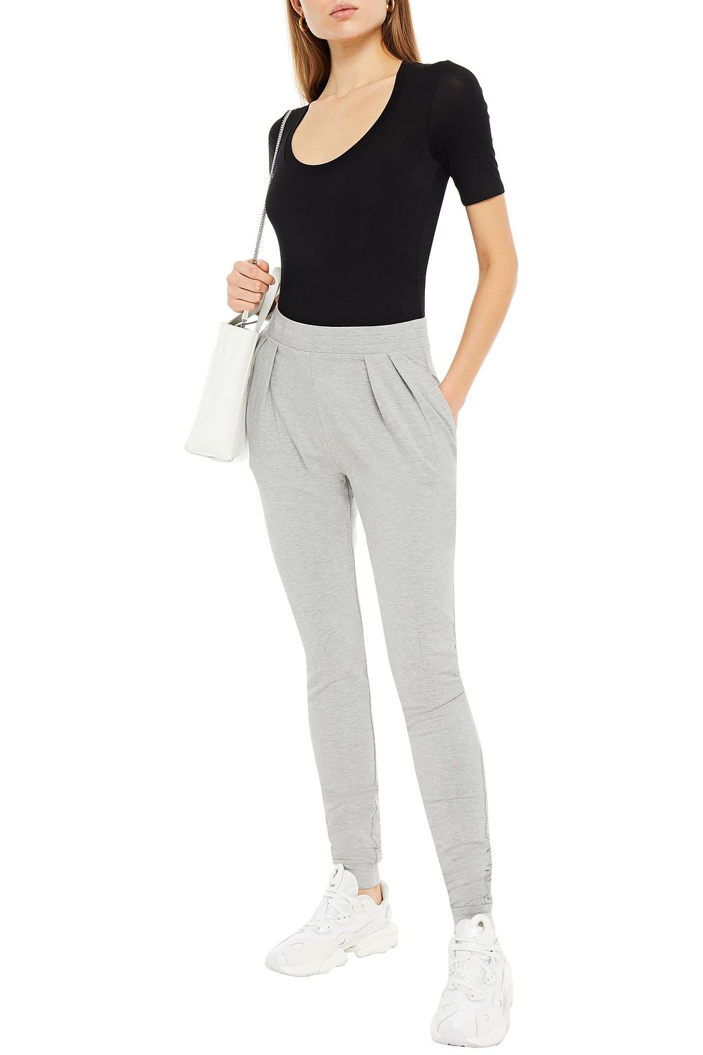 THE RANGE Pleated mélange French terry track pants