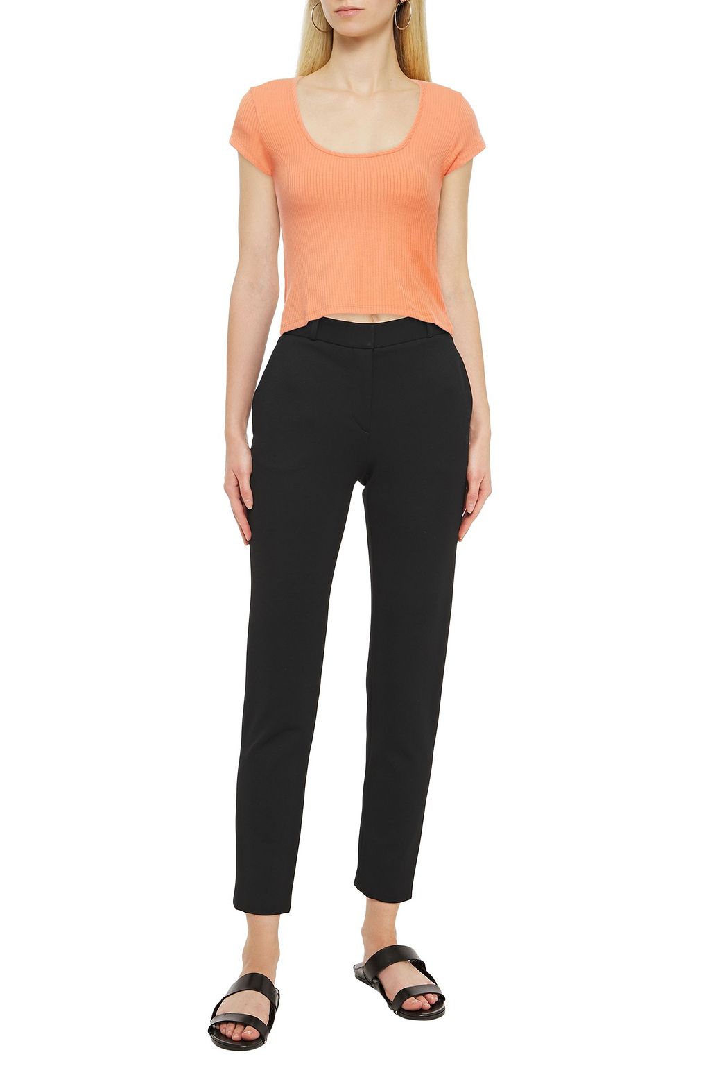 THE RANGE Cropped ribbed jersey T-shirt