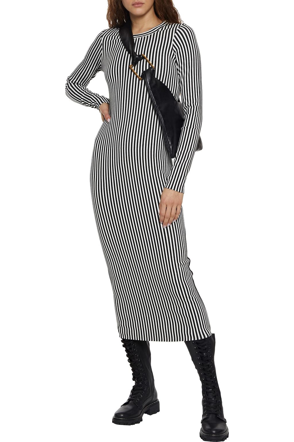 THE RANGE Bound striped stretch-knit midi dress