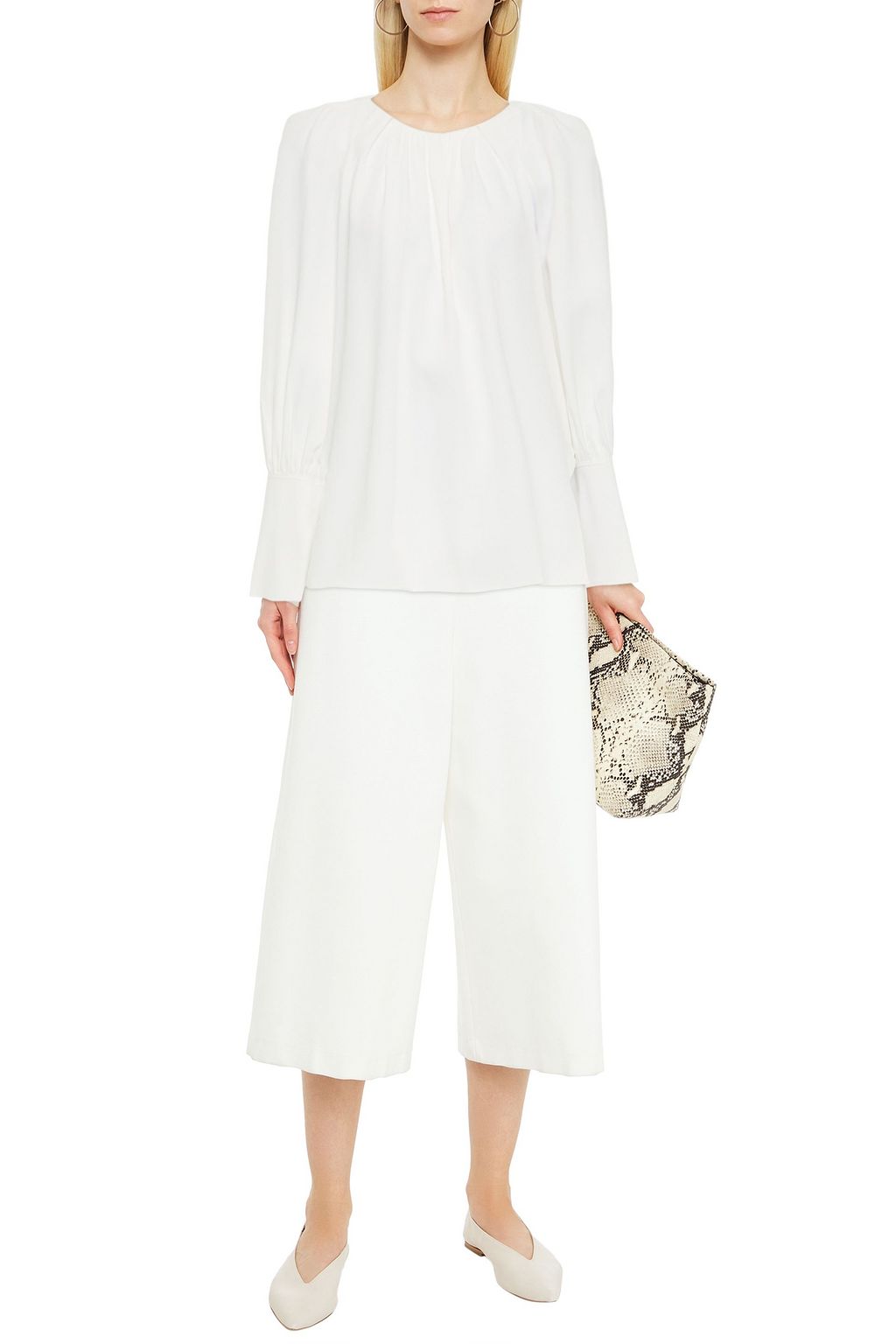 KHAITE Kirsty cutout gathered crepe de chine top