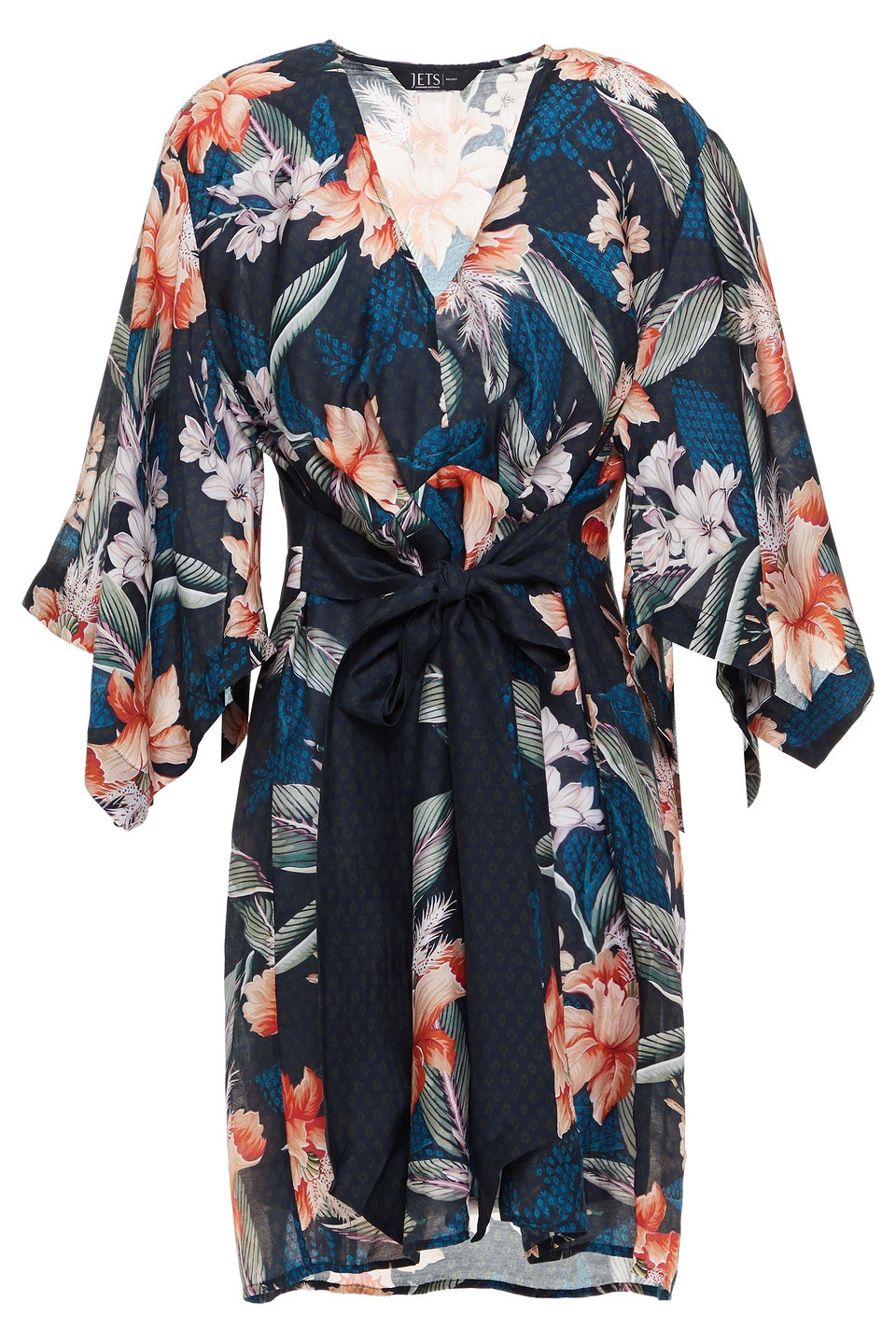 Jets Australia By Jessika Allen Woman Serendipity Tie-front Floral-print Voile Coverup Navy Size M