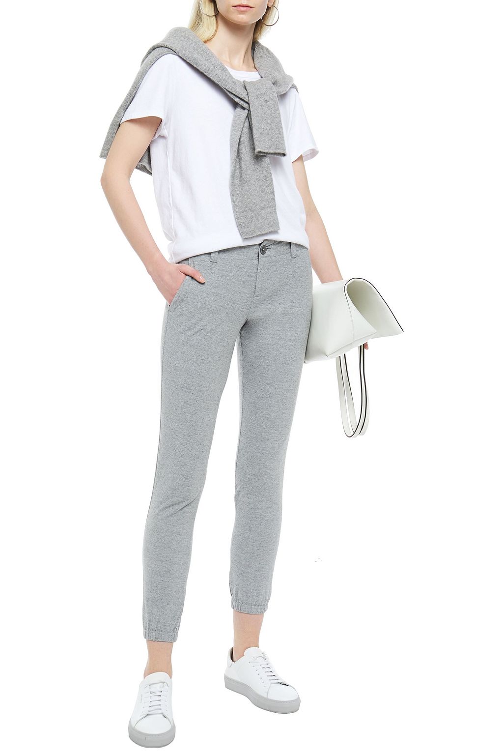 JAMES PERSE Mélange stretch-cotton jersey tapered pants