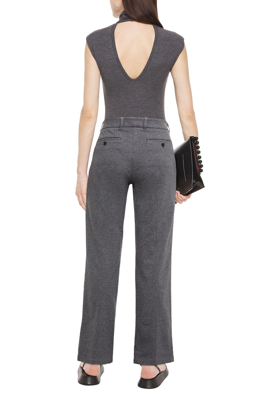 JAMES PERSE Mélange cotton-terry straight-leg pants