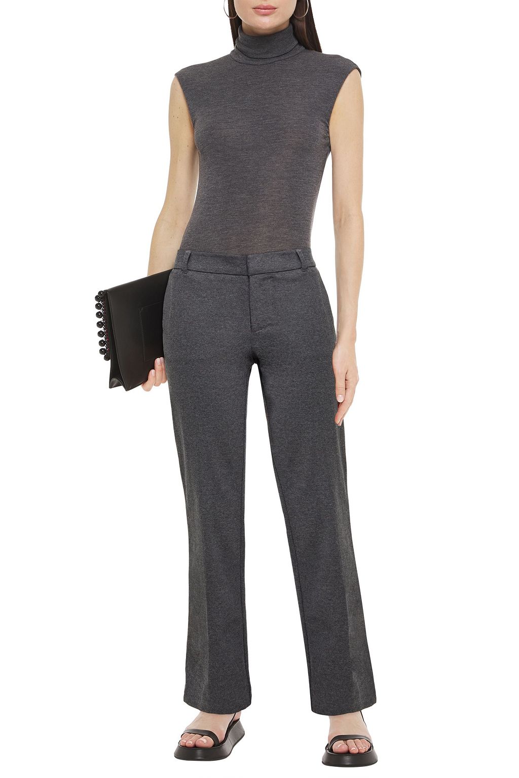 JAMES PERSE Mélange cotton-terry straight-leg pants