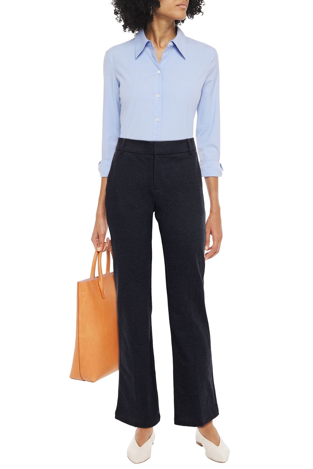 JAMES PERSE Mélange cotton-terry straight-leg pants