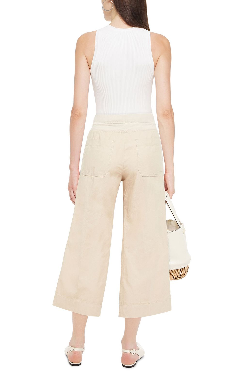 JAMES PERSE Cropped cotton-twill and jersey track pants