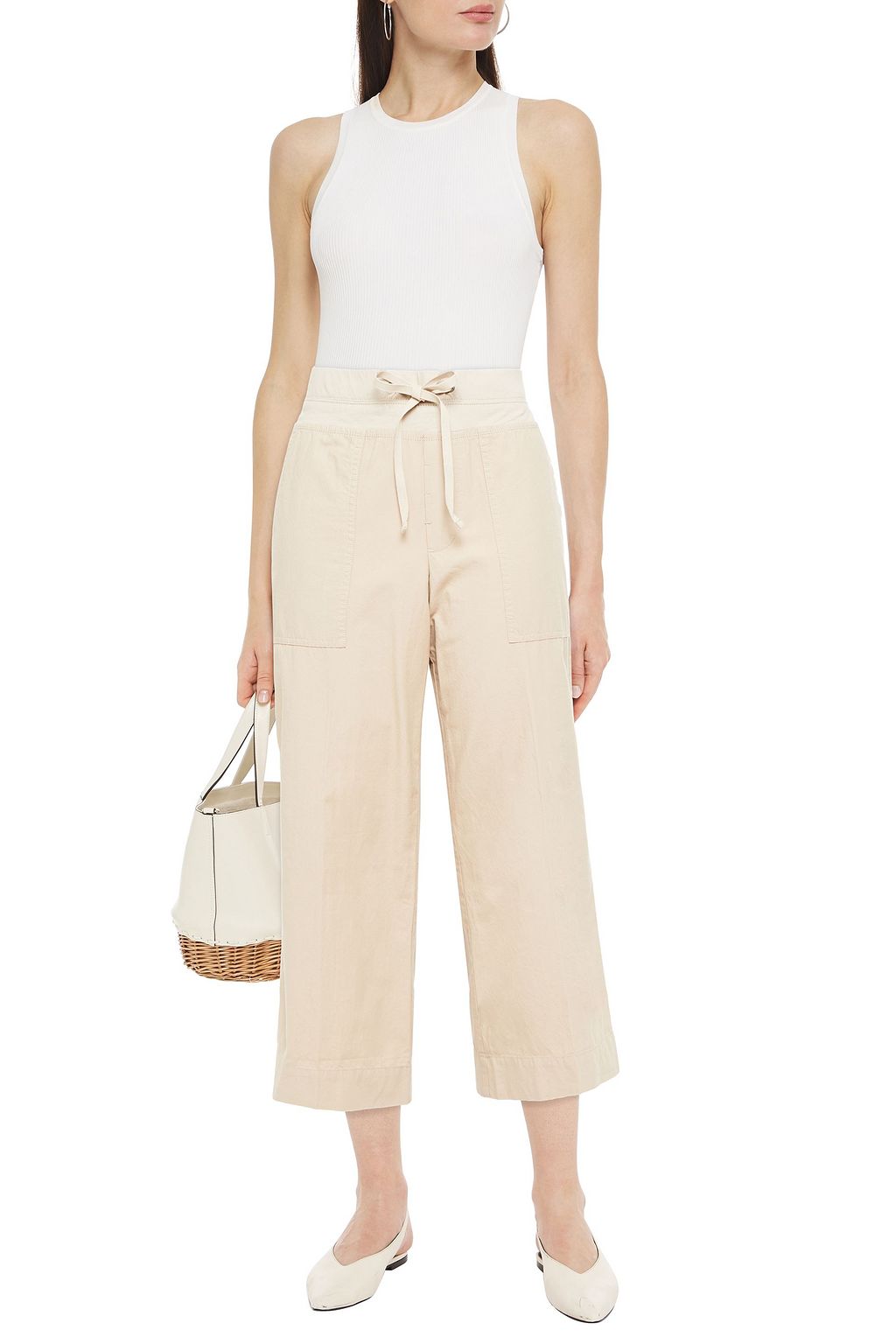 JAMES PERSE Cropped cotton-twill and jersey track pants
