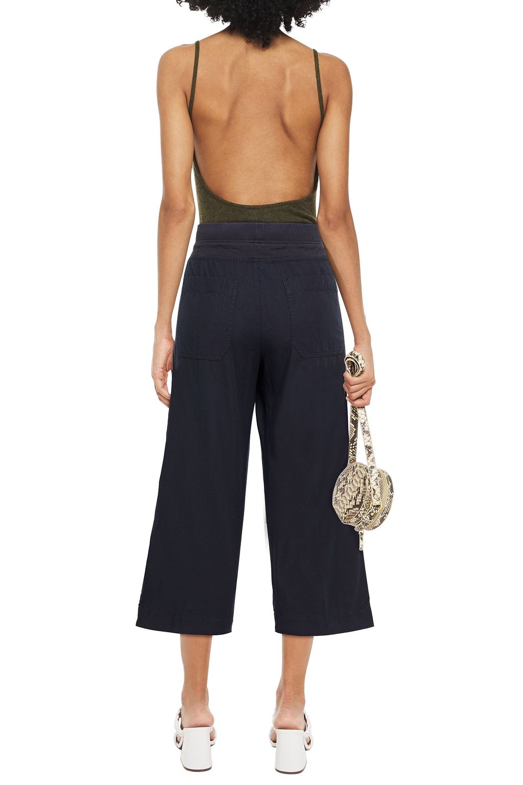 JAMES PERSE Cropped cotton-twill and jersey track pants