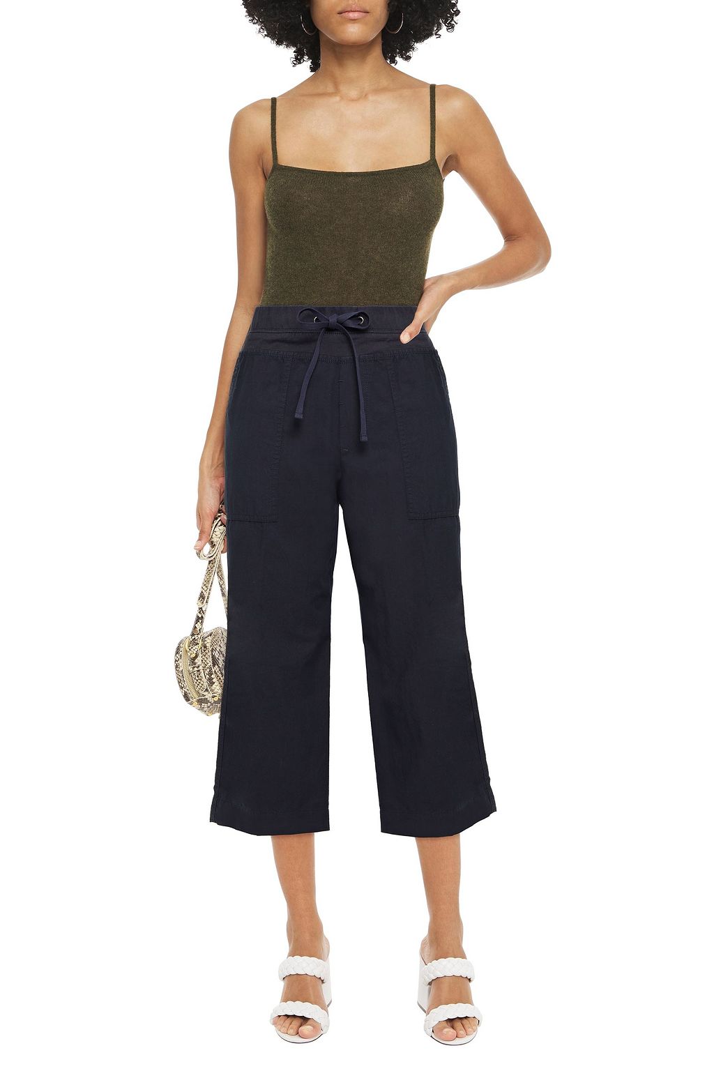 JAMES PERSE Cropped cotton-twill and jersey track pants