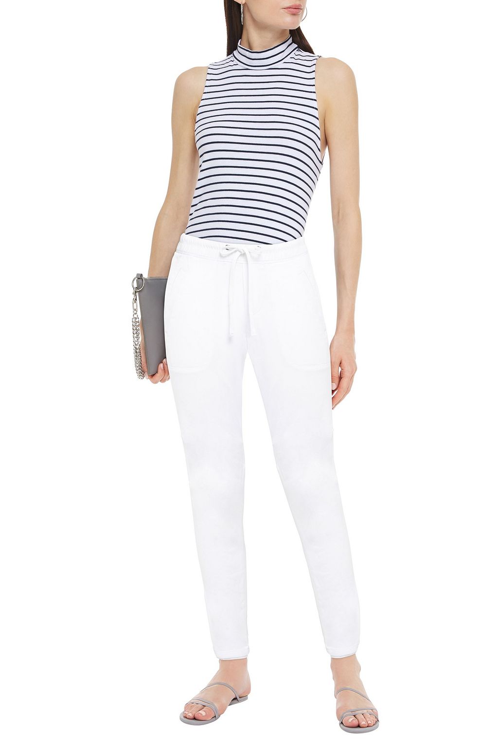 JAMES PERSE Stretch-cotton and modal-blend twill track pants