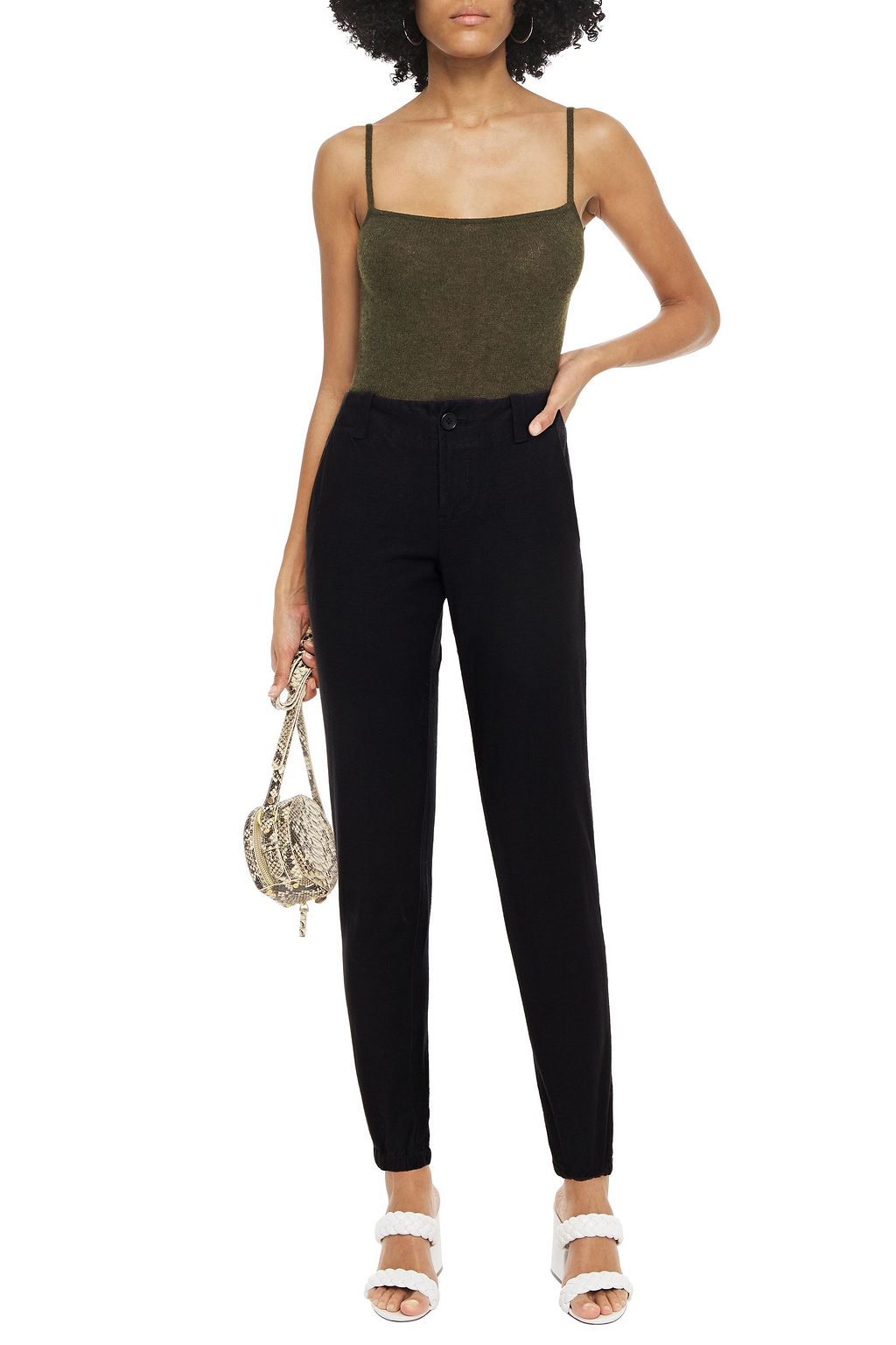 JAMES PERSE Mélange stretch-cotton jersey tapered pants
