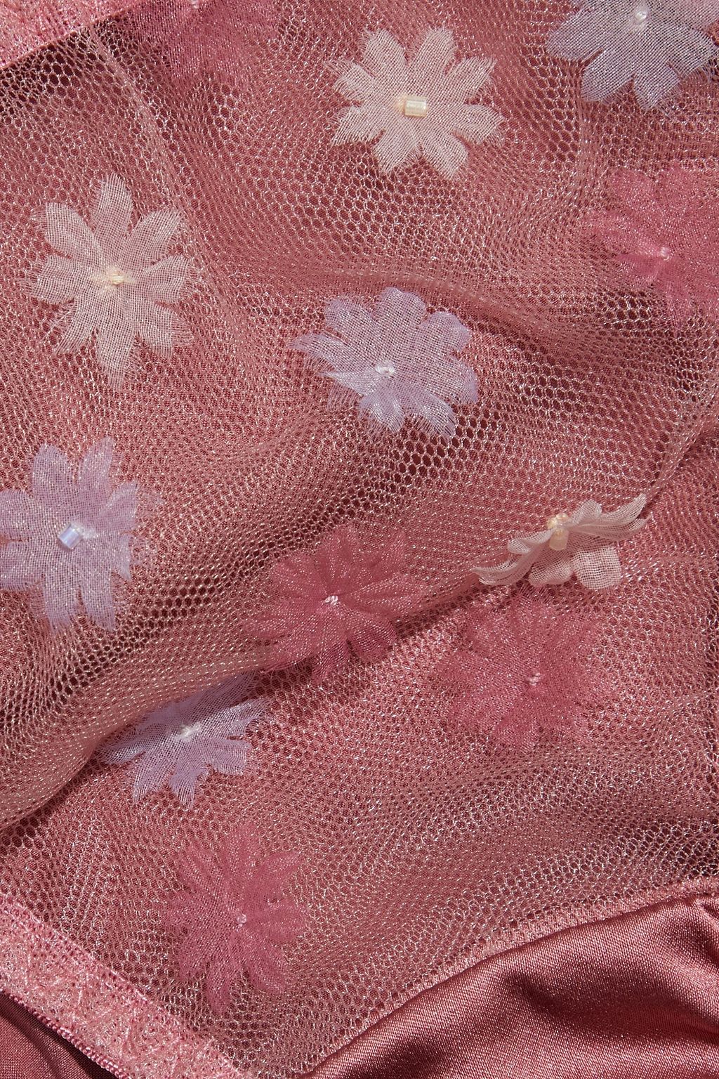 MYLA Elder Garden floral-appliquéd tulle and silk-blend satin low-rise briefs
