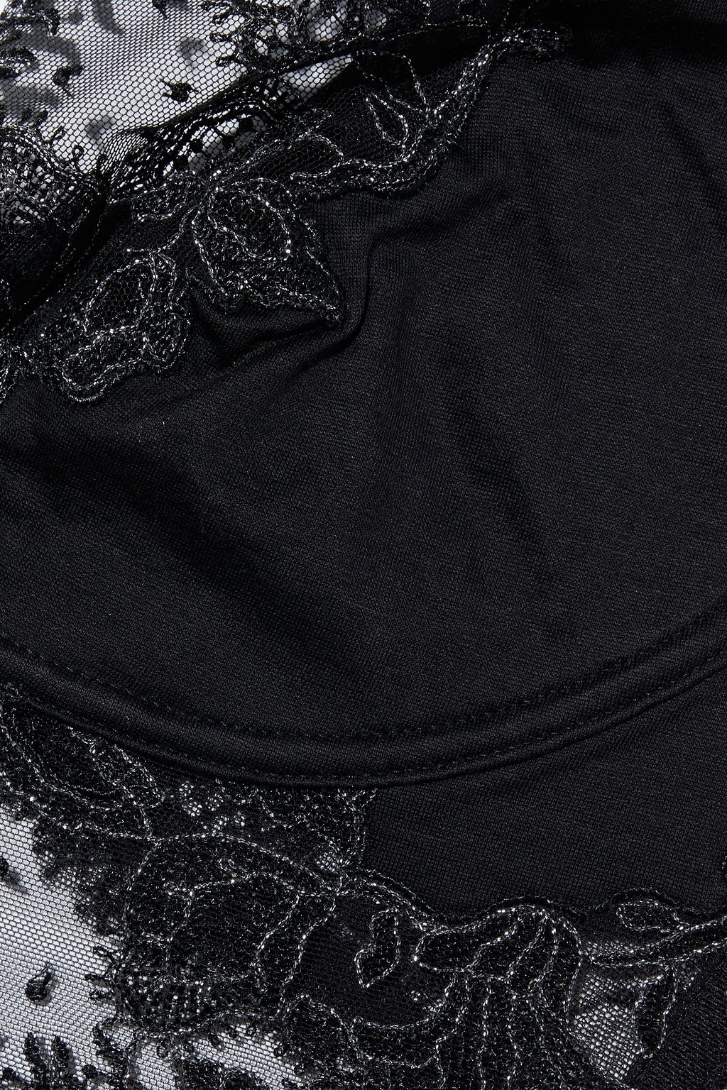 LA PERLA Metallic lace and cotton-jersey bralette