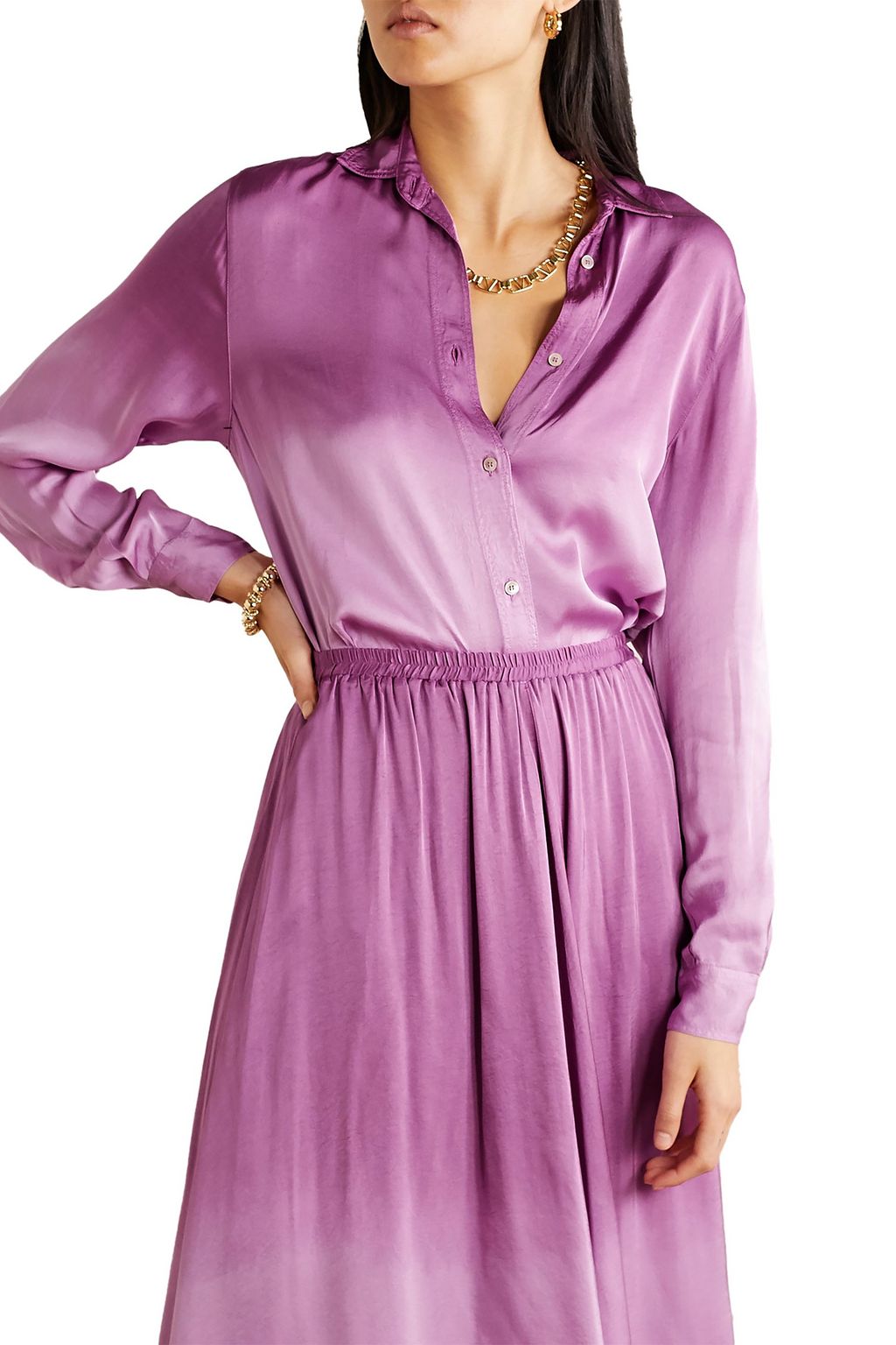 FORTE_FORTE Dégradé satin shirt