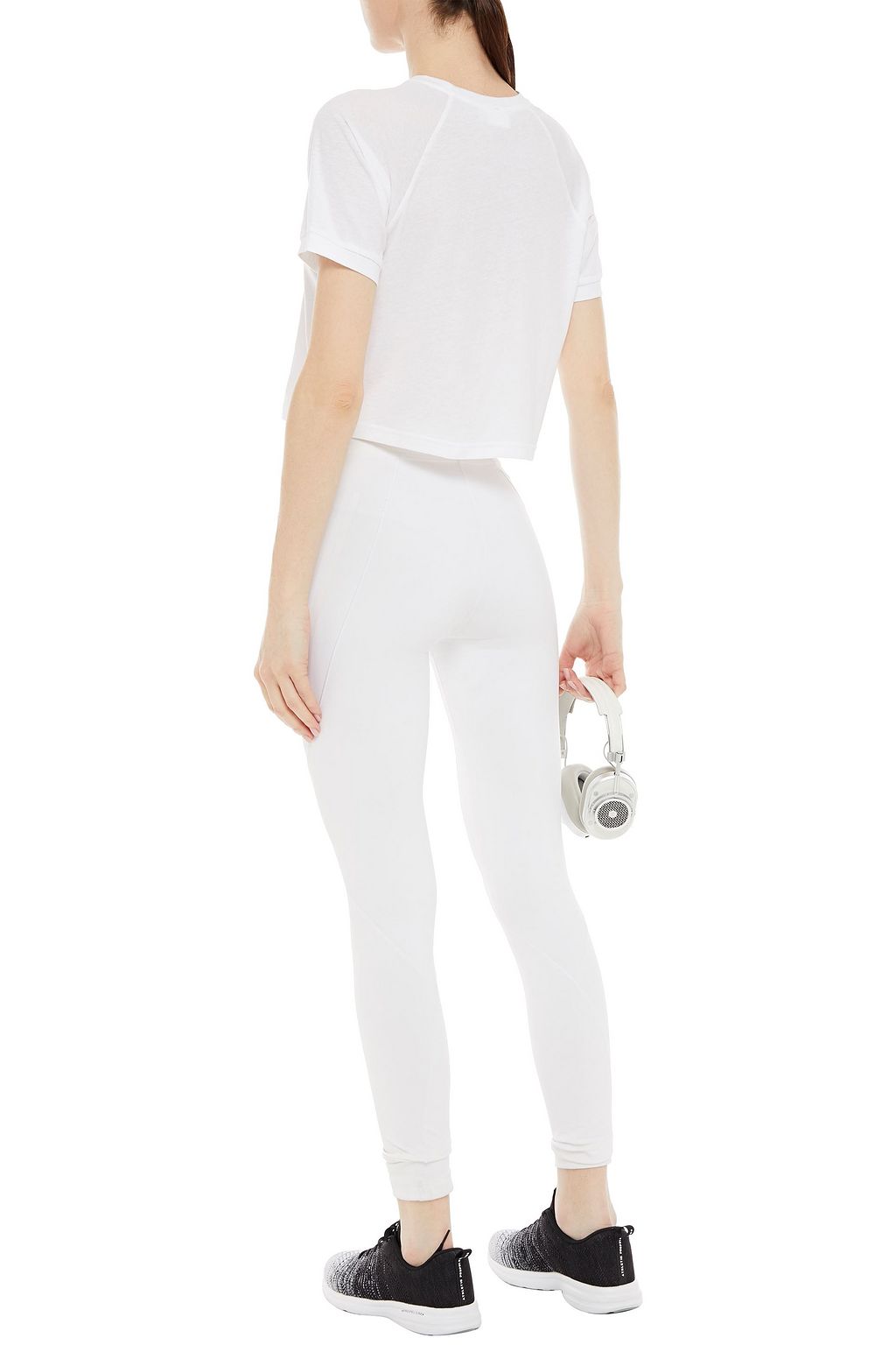 THE UPSIDE Cropped printed cotton and linen-blend jersey T-shirt