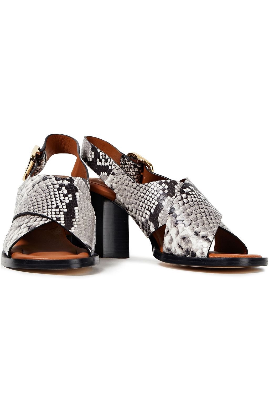 JOSEPH Fadham snake-effect leather slingback sandals