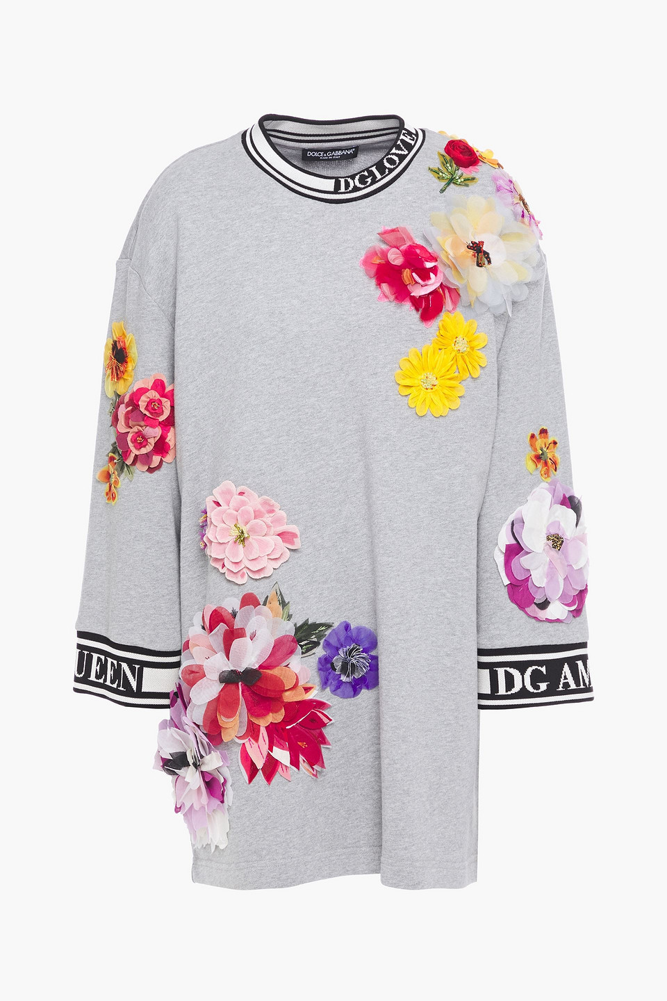 Dolce&Gabbana Floral-appliquéd French cotton-terry sweatshirt