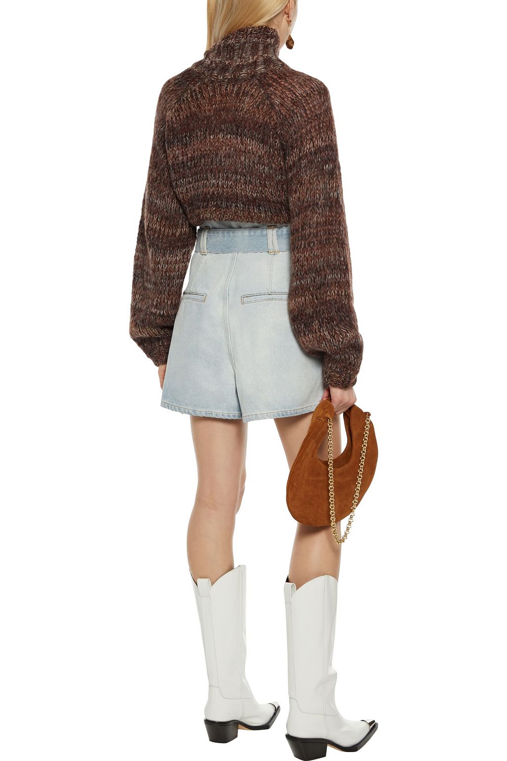 THE RANGE Fog marled brushed open-knit sweater