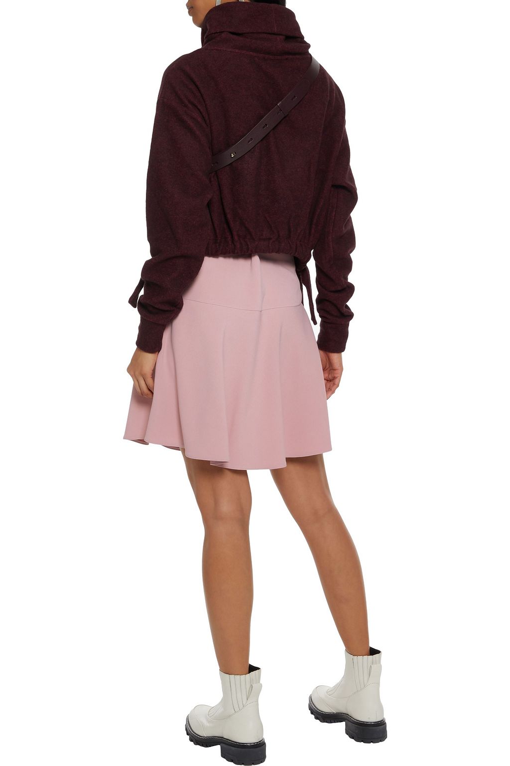 REDVALENTINO Fluted crepe mini skirt