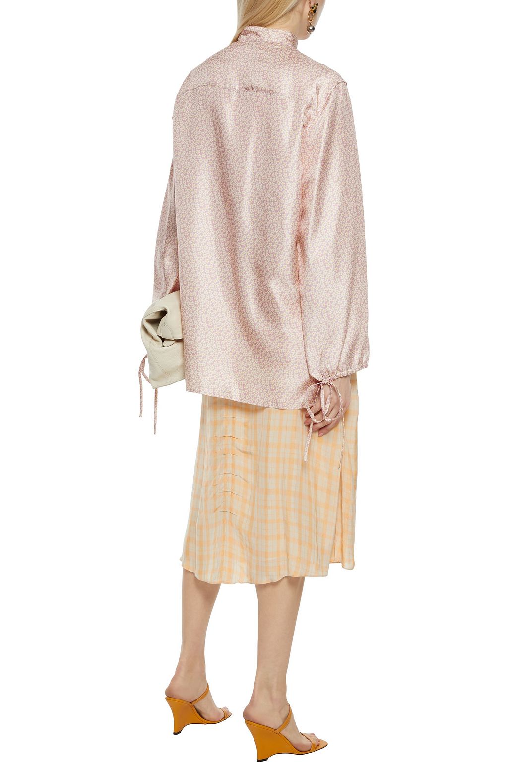 LANVIN Tie-neck floral-print silk-satin twill top