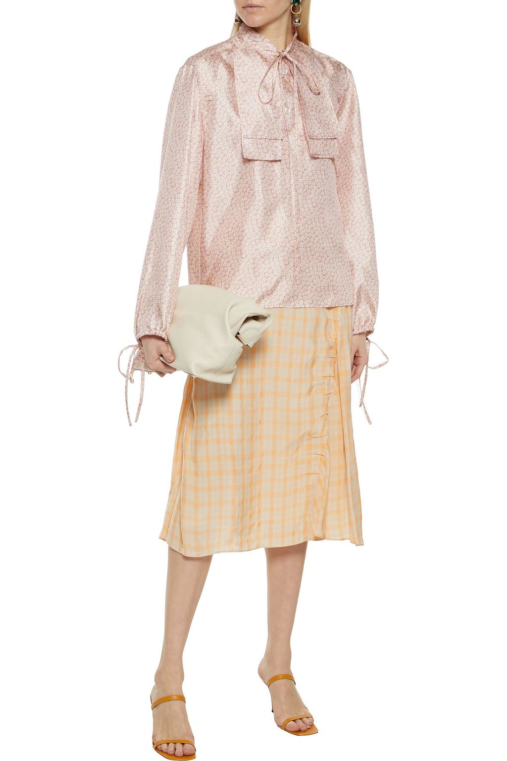 LANVIN Tie-neck floral-print silk-satin twill top