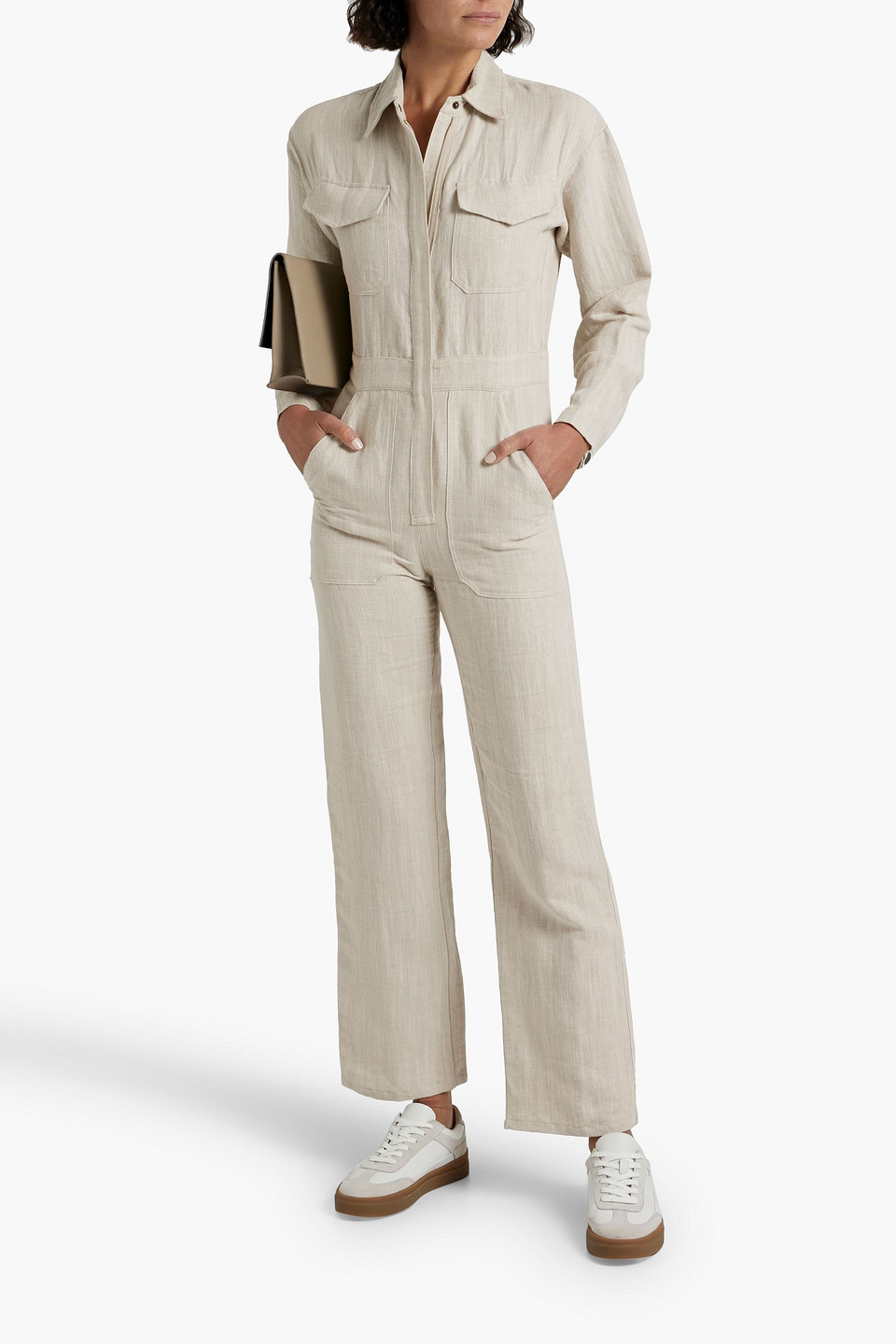 Rivet Utility Powerhouse Utility Jumpsuit In Oatmeal Linen | ModeSens