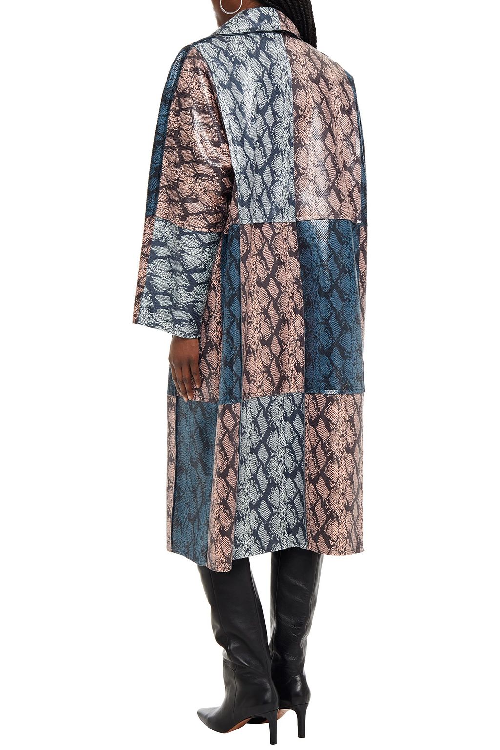 STAND STUDIO Stacy oversized patchwork faux snake-effect leather coat